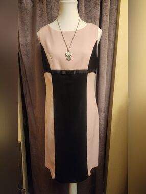 Jessica Howard Pink and Black Colorblock Midi Dress